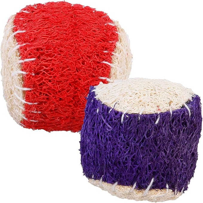 2pcs Dog Chew Natural Loofah Tennis Balls Sturdy Pet Chewing Training for Puppies Interactive Play Ball for Dog Training Supplies Random Color