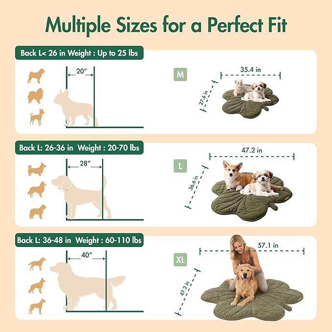 Extra Large Dog Heating Pad Waterproof Electric Heated Pet Beds for Indoor Outdoor, Adjustable Temperature, Washable Green Clover Shaped Cat Heating Pad Non Slip Bottom(47"X36")