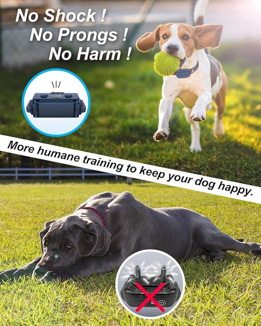 No Shock Dog Training Collar with Remote, Dog Vibration Collar with Controller Beep and Vibrate Only, Safe Lock Waterproof Rechargeable Vibrating Collars for Dogs(10-120 lbs)-No Prongs (Navy Blue)