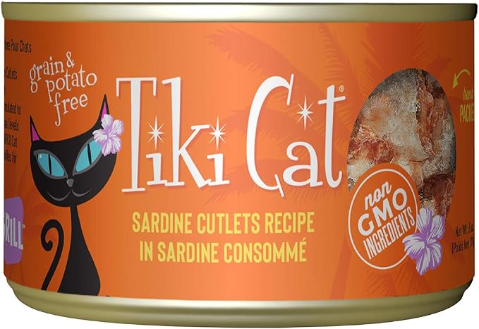 Tiki Cat Grill Wet Cat Food, Sardine Cutlets, 6 oz. Cans (8 Count)