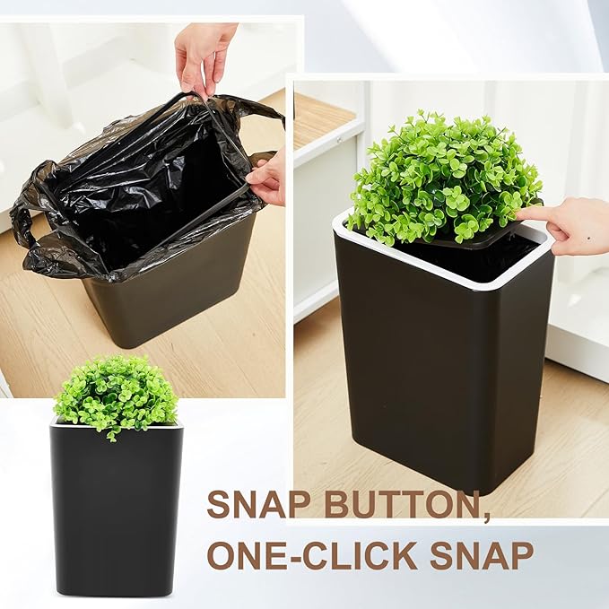 Dog Poop Trash Can Outside 3.96 Gal/15 L Plant Styled Dog Waste Trash Can with Lid 50 Pcs Plastic Waste Bags Outdoor Indoor Poop Container Slim Garbage Bin for Yard Garden Pet (Black)