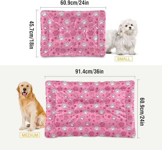 Dog Bed for Crate Washable Pet Sleep Pad, Dog Paw Prints Kennel Mat with Non-Slip Bottom, Soft Fluffy Supplies Pet for Dogs and Cats (36x24 inch)
