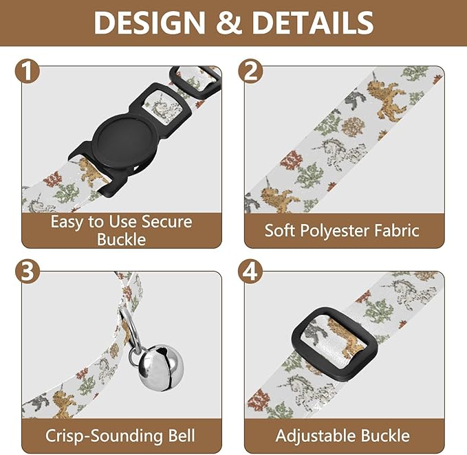 Dog Collar Lion Unicorn White Pattern Small Dog Collars Comfortable Puppy Collar Cat Pet Collar for Dogs Cats Pets Supplies 2 Pack