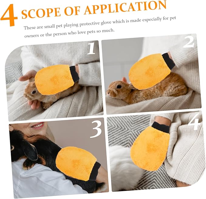 2pcs Pet Bite Resistant Gloves Thicken Protection Gloves for Hamster Bathing Grooming Training Soft Fleece Material for Comfort and