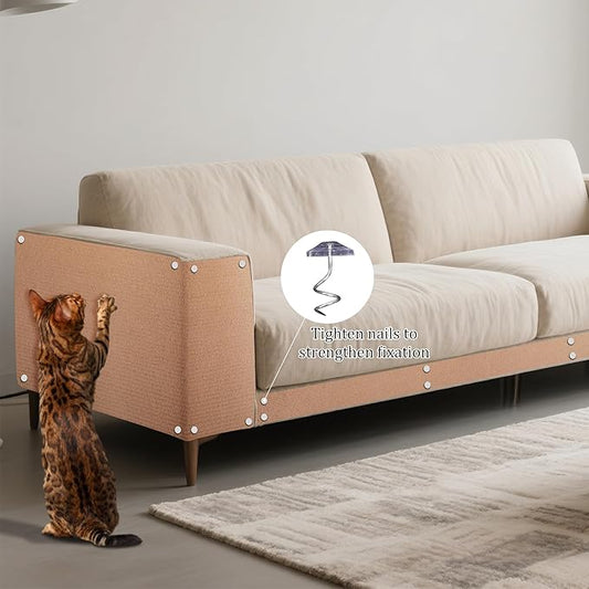 15.7'' x 39.3'' Cat Scratch Furniture Protector Adhesive Trimmable Cloth Couch Anti-Scratch Cover DIY Climb Couch Protector from Cat Claws, Covering Cat Tower, Replacement Pads，Beige