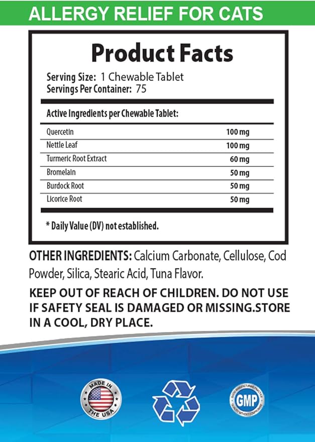 cat Skin Infection - CAT Allergy Relief - Supports Immune System - Vet Recommended - Itch Relief - cat itching Relief - 2 Bottles (150 Chew Tablets)