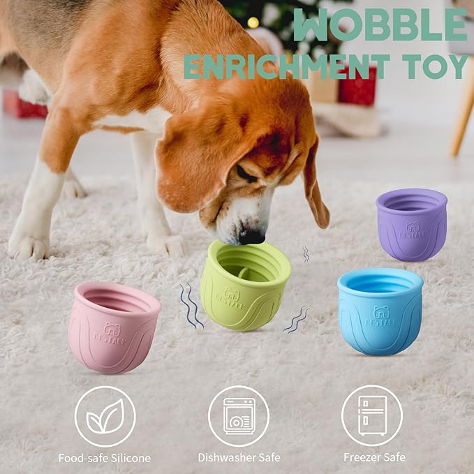 Interactive Dog Toy, 2-in-1 Long-Lasting Treat Dispenser Dog Puzzle Feeder Toys, Stuffable Enrichment Freeze Lick Bowl for Boredom, Reduces Anxiety Silicone Fetch Catch Chew Toy