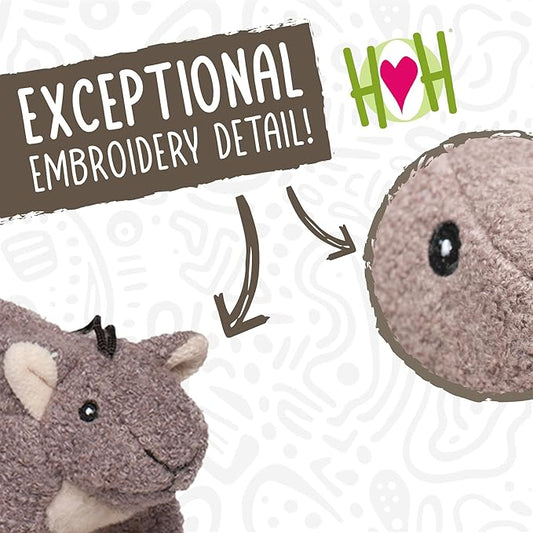HuggleHounds Plush Dog Toy - Fuzzy Dog Toy, Squeaky Soft Fleece, Interactive Durable Stuffed, for Small and Large Breeds with Squeaker - Feller Squirrel, Small