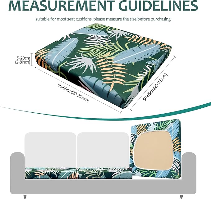 HANDONTIME Tropical Leaves Outdoor Cushion Covers 8pcs Olive Green Couch Cushion Covers Replacement Patio Couch Cover Sofa Cover Indoor Patio Cushion for Outdoor Furniture Washable, Cover Only