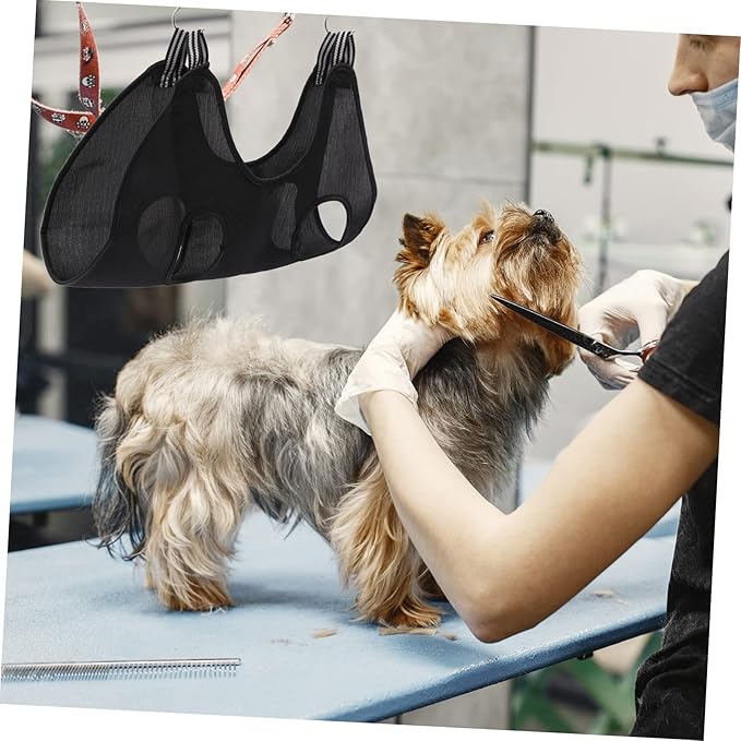 Happyyami 1Set Pet Grooming Hammock for Cats Dogs Ergonomic Nail Clipper Comb and File Kit Sturdy Hanging Grooming Harness for Easy Nail Trimming and Grooming Supplies