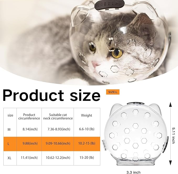 Bubble Muzzle and Boots for Cat Grooming Nail Trimming Cat Astronaut Helmet Grooming Mask with Anti Bite Breathable Silicone Paw Covers (L)