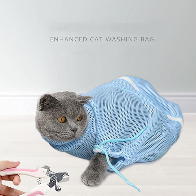 Cats Grooming Bag for Nail Cutting Fixed Mesh for Hair Cutting Scratchproof Trimming Bath Pet Supplies Cats Grooming Bag for Nail Trimming
