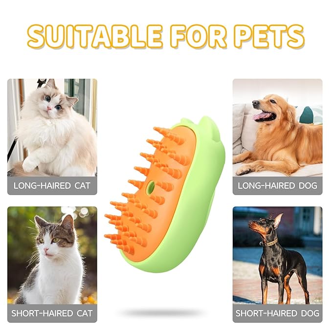 Steam Cat Brush Pet Brush: 3in1 Steam Pet Brush - Rechargeable Silicone Steam Brush - Comb for Removing Tangled And Loose Hair