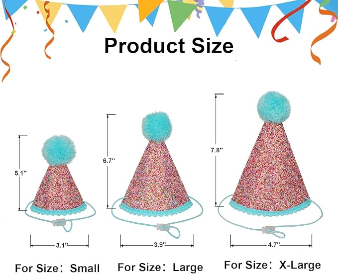 PTDECOR Dog Birthday Party Supplies, Blue Birthday Boy Bandana, Glitter Dog Birthday Hat with Numbers for Large X-Large Dogs Pets (X-Large)