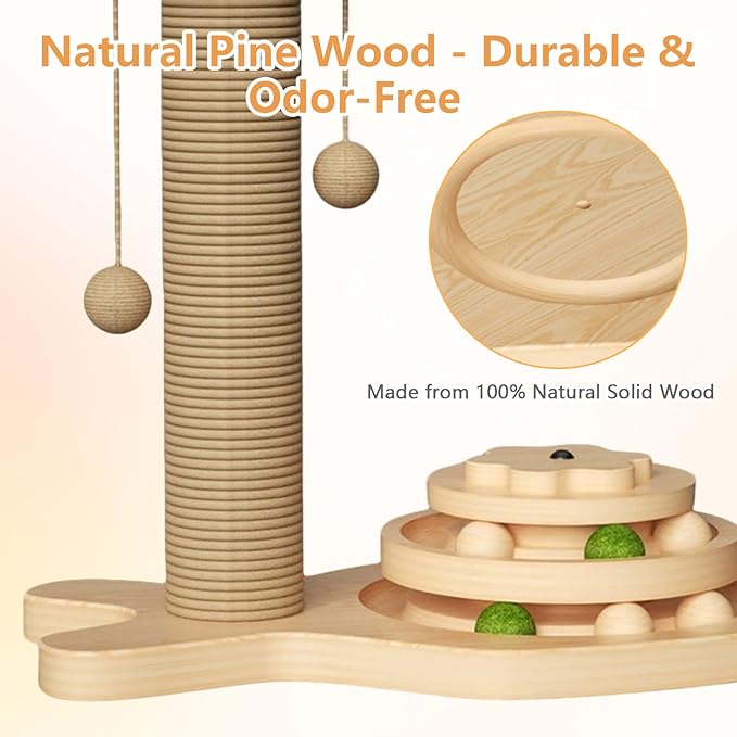 Cat Scratching Post,Cat Scratcher Kitten Toys for Indoor,16.92" Tall Scratching Post for Cats with Dangling Ball,Cats Scratch Post Interactive Toy for Kittens Adults Cats