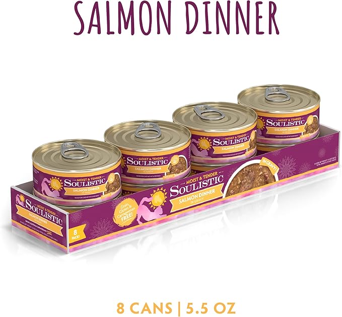 Soulistic Moist and Tender, Salmon Dinner in Gravy, 5.5oz Can, Pack of 8