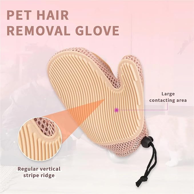2Pcs Pet Hair Removal Gloves, Efficient Grooming Gloves for Pet Hair Deshedding and Removing, Reusable Cat & Dog Hair Remover Glove for Couch, Furniture, Carpet