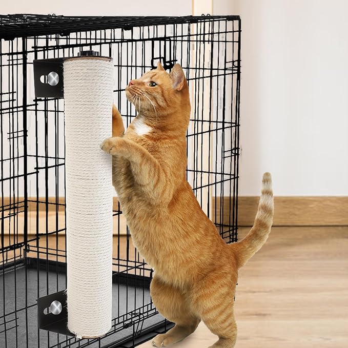 SUPVOX Cat Scratching Post Wall Mounted 2-in-1 Cage with Sisal Rope 7x40cm Wear-Resistant Kitten Scratcher for Indoor Pet Cats Daily Use