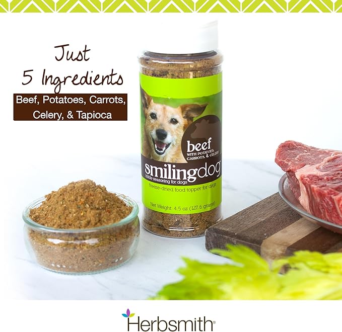 Herbsmith Kibble Seasoning – Freeze Dried Beef – DIY Raw Coated Kibble Mixer - Dog Food Topper for Picky Eaters, 4.5 oz [Bundle x3 Units]