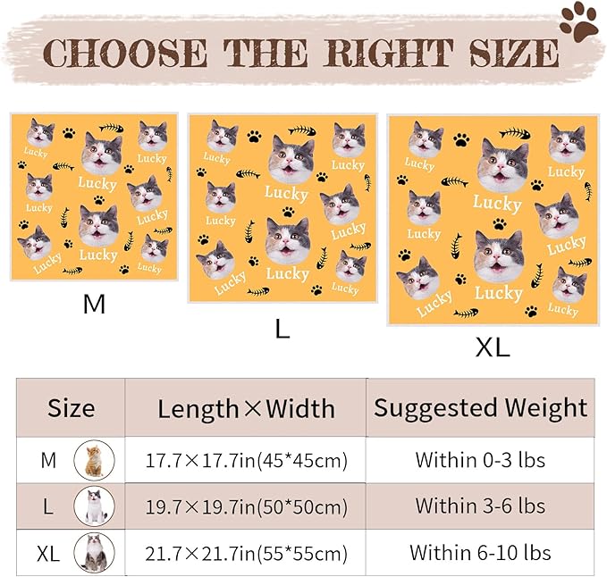 Personalized Cat Grooming Wrap for Nail Trimming, Custom Cat Swaddle with Name Photo, Self-Adhesive Cat Restraint Wrap for Teeth Brushing, Ear Cleaning, Vet Visits, Cat Lover Gift