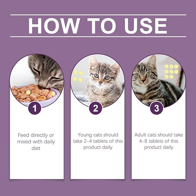 80 Pieces Cat Taurine Chewable Tablets for Cats-Multivitamin Taurine for Cat Nutrition Supplement