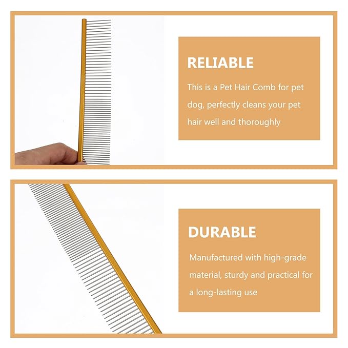 NUOBESTY Pet Comb Dematting Grooming Comb Lightweight Aluminum Small Size for Dog and Cat Hair Care with Tangle Removal Function