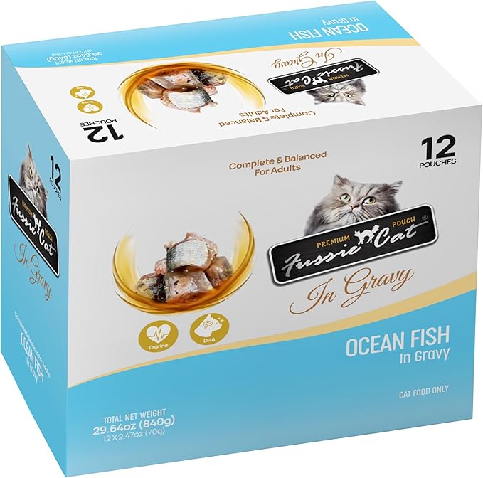Fussie cat Premium Ocean Fish in Gravy, 2.4 Oz (Pack of 12)