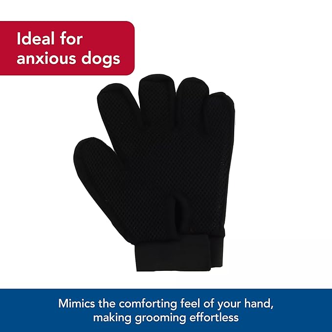 Coastal Pet Safari Grooming Mitt - Gentle Alternative to Pet Brushes for Wet & Dry Grooming - Mitt with Rubber Tips to Trap Hair & Fur - Black & Gray, Right Hand Only