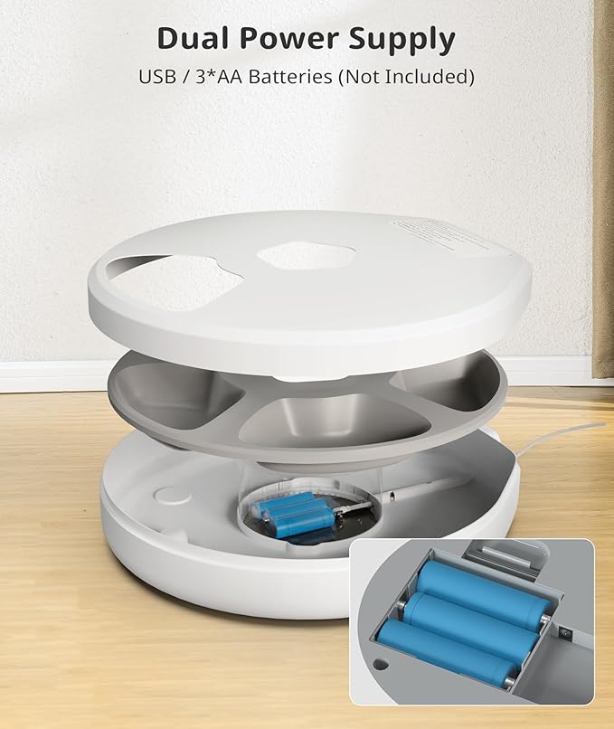 Automatic Cat Feeder,Dry and Wet Cat Food Dispenser,5 Meal Timed Programmable Pet Feeder,2 Ice Packs,Dual-Power Timed Auto Kitten & Small Dog Food Dispenser,Removable & Easy to Clean