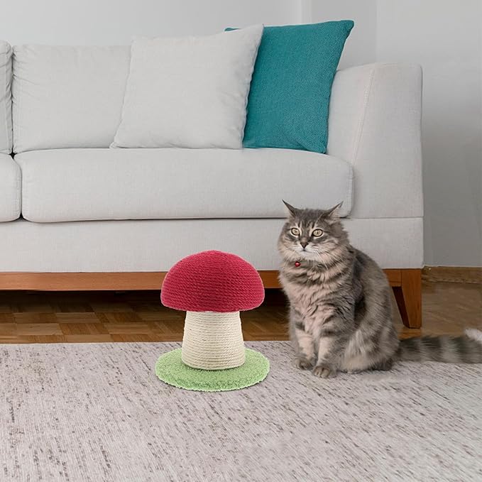 BESPORTBLE Mushroom Shaped Cat Scratching Post with Sisal Wear-Resistant Small Scratch Pole and Base for Indoor Cats Protector