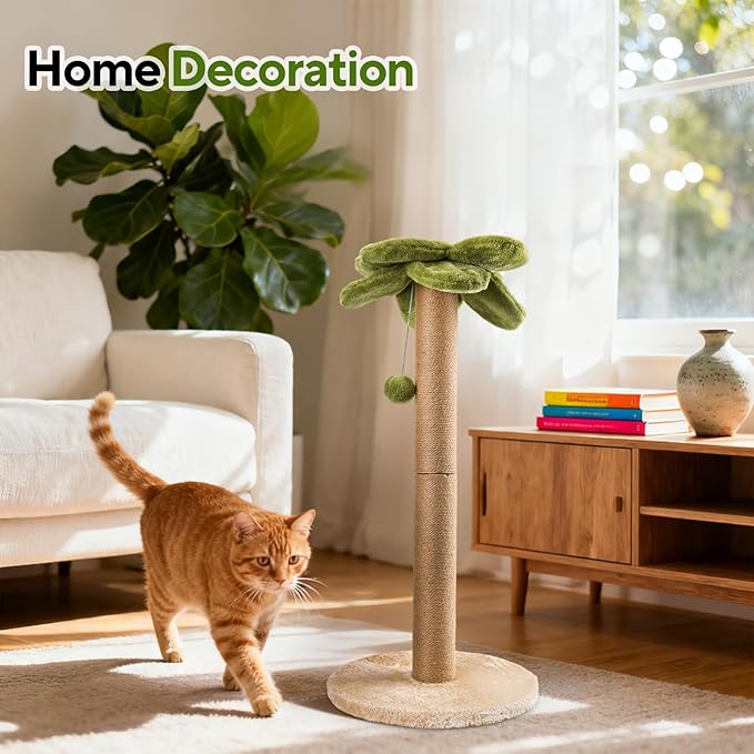 Cat Scratching Post Palm Tree Shape, Sturdy 34 inches Tall Sisal Scratch Post
