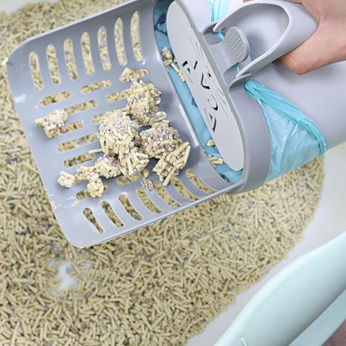 Cat Litter Scoop with Holder, Portable Detachable Waste Bin Cat Poop Shovel with Large Capacity Bag, Cat Litter Scooper Pooper Scooper Scoop Away Cat Litter for Cats Indoor Outdoor Use