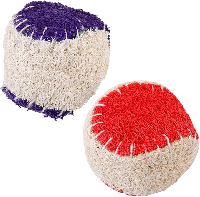 KALLORY 2pcs Pet Chew Loofah Tennis Balls Sturdy Puppy Chewing for Dog Training Interactive Play Supplies Random Color