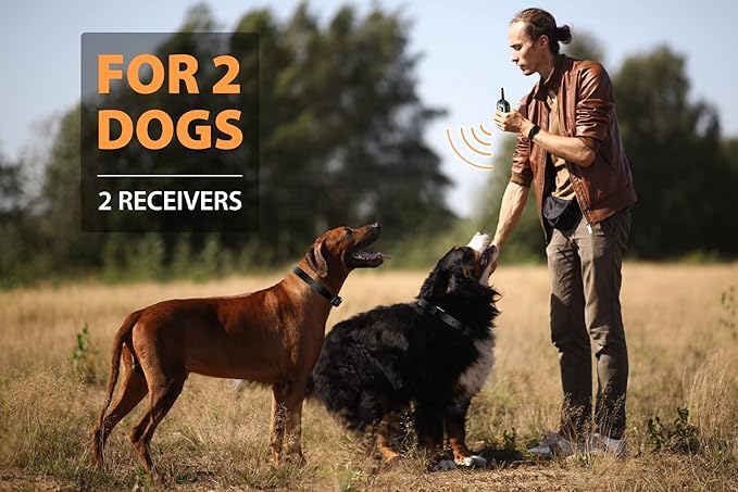 PATPET Dog Training Collar for 2 Dogs (15-140lbs) - 3/4 Mile Range E Collar Shock Collar for Large Dog