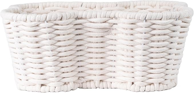 Dog Toy Basket, Handmade Dog Toy Bin, Bone Shaped Pet Organizer, Cat Storage Box (Cotton Rope, 17x13in)