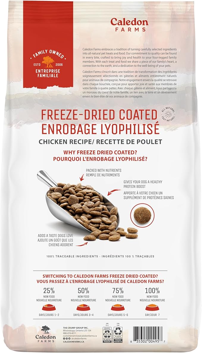 Caledon Farms Freeze-Dried Coated Chicken Recipe Premium Dry Dog Food 3.9lb