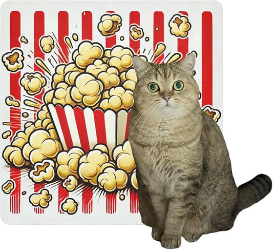 MCHIVER Popcorn Red Stripe White Cat Wrap for Grooming Self- Magic Cloth Grooming Blankets Cat Restraint Bag for Nails 21.7 * 21.7 in