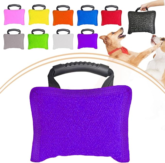 Baoblaze Dog Bite Pillow Tough Tug Toy Practical Portable Outdoor Pet Supplies for Small and Medium Sized Dogs Biting Pad with Handle, Violet