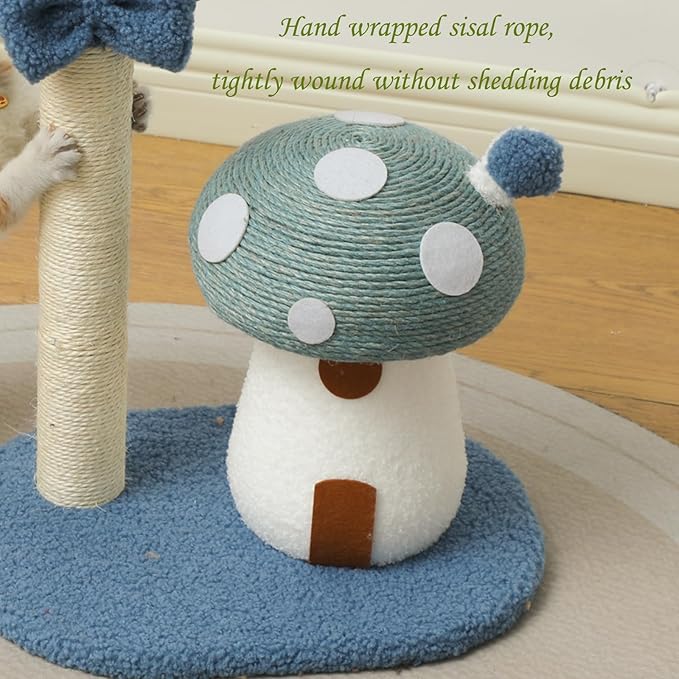 Doggie&Kittie Cat Scratching Post Cute Kitten Scratching Board Kitty Toys Mushroom Lollipop Cat Scratcher Furniture Cat Climber Climbing Tower for Indoor Cats Sisal Material (Blue)