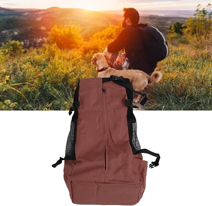 Drfeify Pet Carrier Backpack Ventilated Mesh Comfortable Front Back for Outdoor Traveling Cat Dog Supplies (Brown)