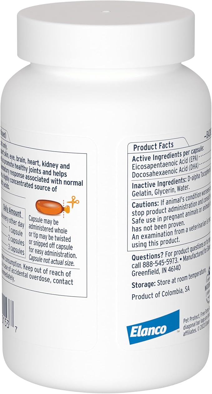 Pet Protect Cat & Small Dog Omega-3 Supplement, Proprietary Free Form Blend, Supports a Normal Inflammatory Response, Snip-Tip Capsules (60 Count)