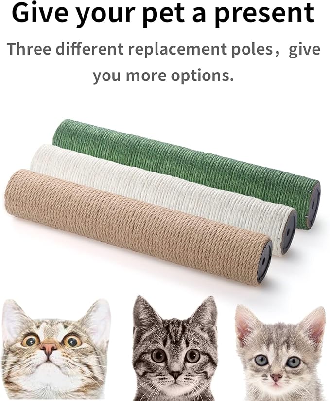 BNOSDM 6 Pack M8 15”x2.75” Cat Tree Scratching Post Replacement Parts for Indoor Cats Tower Rope Scratch Poles Refill Sisal Pole Part for Refurbishment Accessories Spare Green