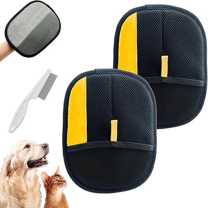 Pet Hair Removal Glove, Electrostatic Pet Hair Remover Glove, Double-Sided Grooming Gloves, Cat & Dog Hairs Remover for Couch/Furniture/Carpet
