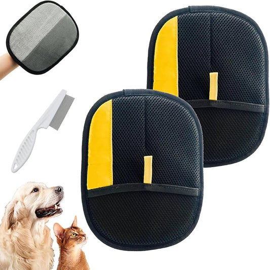 Pet Hair Removal Glove, Electrostatic Pet Hair Remover Glove, Double-Sided Grooming Gloves, Cat & Dog Hairs Remover for Couch/Furniture/Carpet