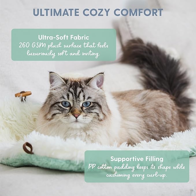 The Cat Ladies Self Warming Heated Cat Bed - Heated Outdoor Kitten Bed - Non Electric Heating Pad - for Indoor and Outdoor Cats - Reversible Comfortable Design - Light Green