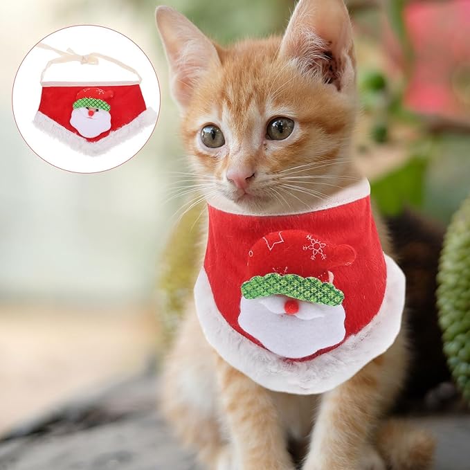 Christmas Dog Bandana Red Knit Scarf Warm Holiday Pet Neck Decor for Small Dogs and Cats, Soft Winter Accessories for Puppy and Pet Supplies