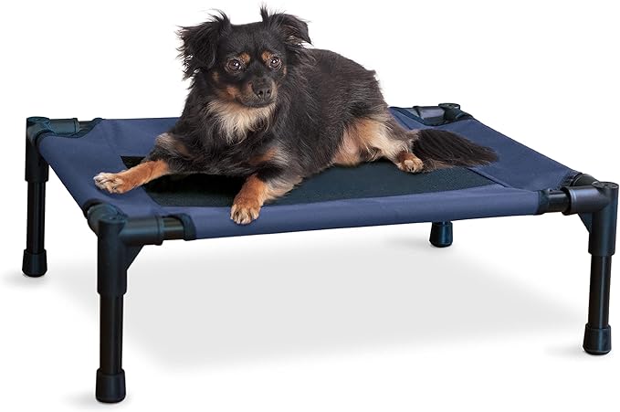 K&H Pet Products Original Pet Cot Elevated Dog Bed Blue/Black Mesh Small 22 X 17 X 7 Inches