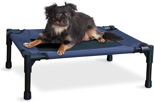 K&H Pet Products Original Pet Cot Elevated Dog Bed Blue/Black Mesh Small 22 X 17 X 7 Inches
