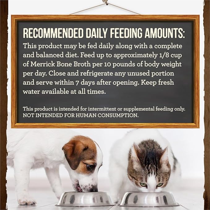 Merrick Grain Free Bone Broth, Premium Human Grade and Gluten Free Dog and Cat Food Topper Pouches, Turkey - 16 oz. Pouch (Pack of 3)