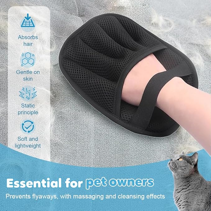 Pet Hair Remover Glove, 2025 Electrostatic Pet Hair Removal Gloves for Dogs and Cats, Reusable Cat & Dog Hair Remover for Couch, for Couch, Furniture, Carpet, Car Seat, Fur Removal Tool (1pc)